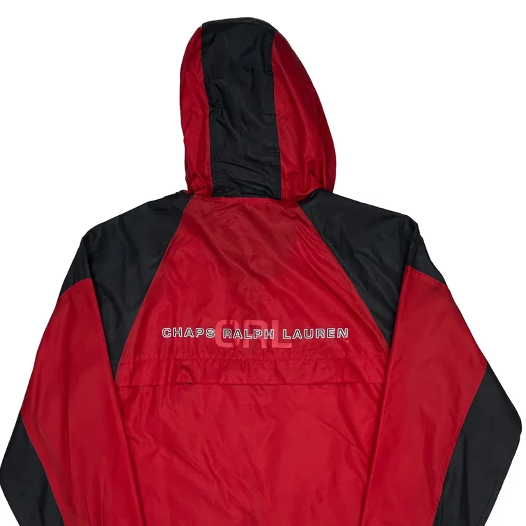 Chaps Ralph Lauren Spellout Windbreaker - Small Red Nylon - Image 7