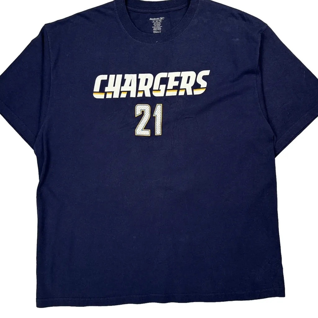 Chargers Reebok Nfl T-Shirt - XL Navy Cotton - Image 4