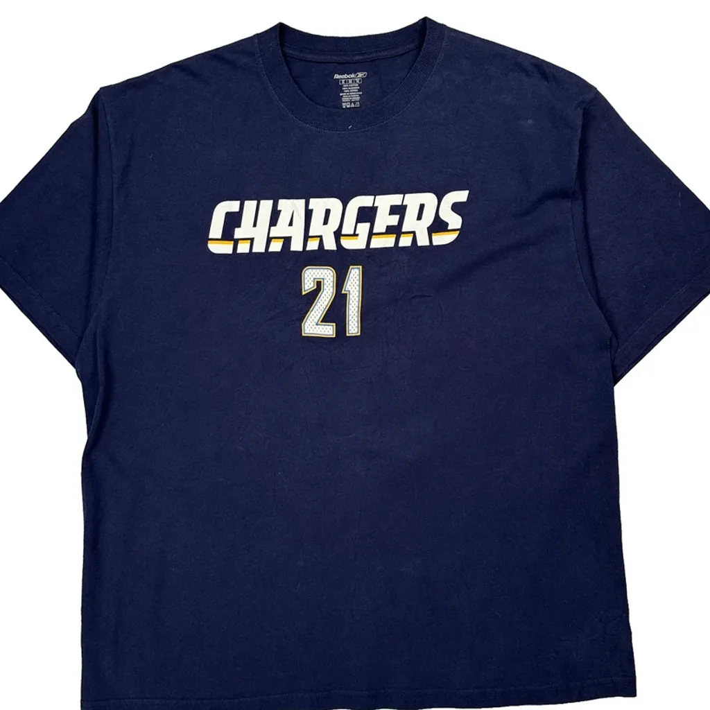 Chargers Reebok Nfl T-Shirt - XL Navy Cotton - Image 5
