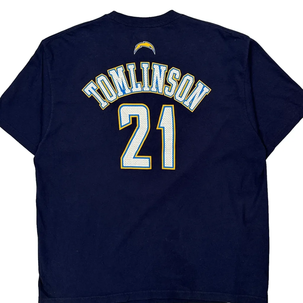 Chargers Reebok Nfl T-Shirt - XL Navy Cotton - Image 7