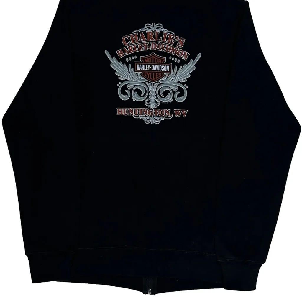 Charlie'S Harley-Davidson Harley Davidson Graphic Zip Up - Large Black Cotton - Image 6