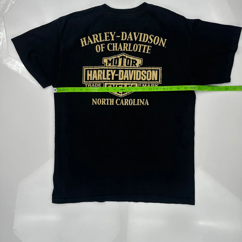 Charlotte Harley Davidson Graphic T-Shirt - Medium Black Cotton - Image 3