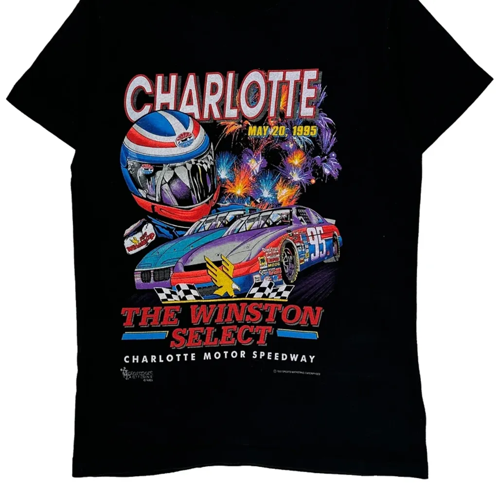 Charlotte Motor Speedway Fruit Of The Loom Graphic T-Shirt - Medium Black Cotton - Image 5