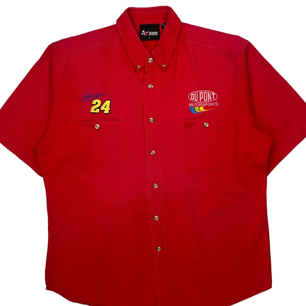 Chase Authentics Nascar Short Sleeve Shirt - Large Red Cotton - Image 4