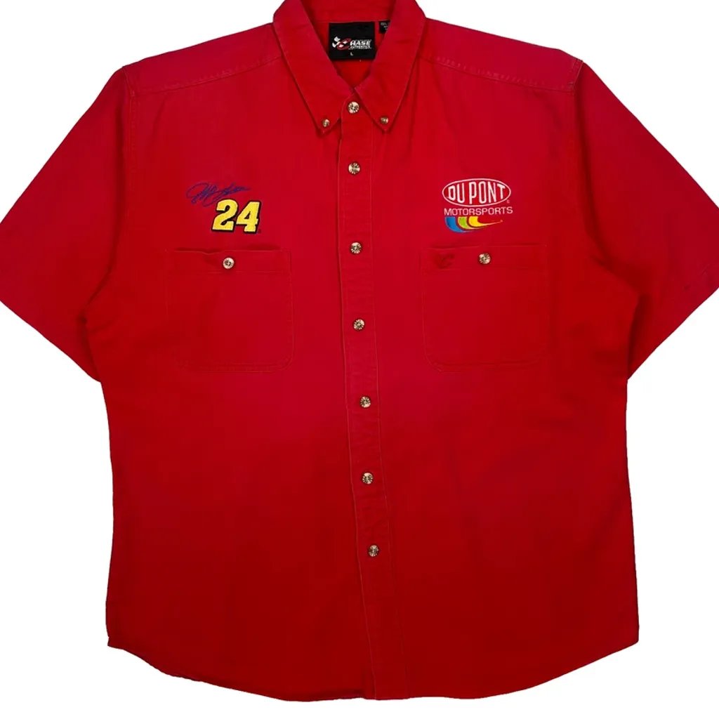 Chase Authentics Nascar Short Sleeve Shirt - Large Red Cotton - Image 5