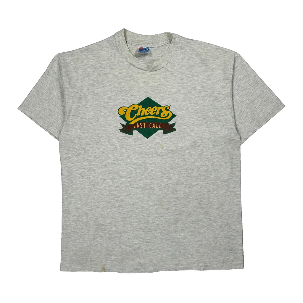 Cheers Last Call Hanes Graphic T-Shirt - XL Grey Cotton