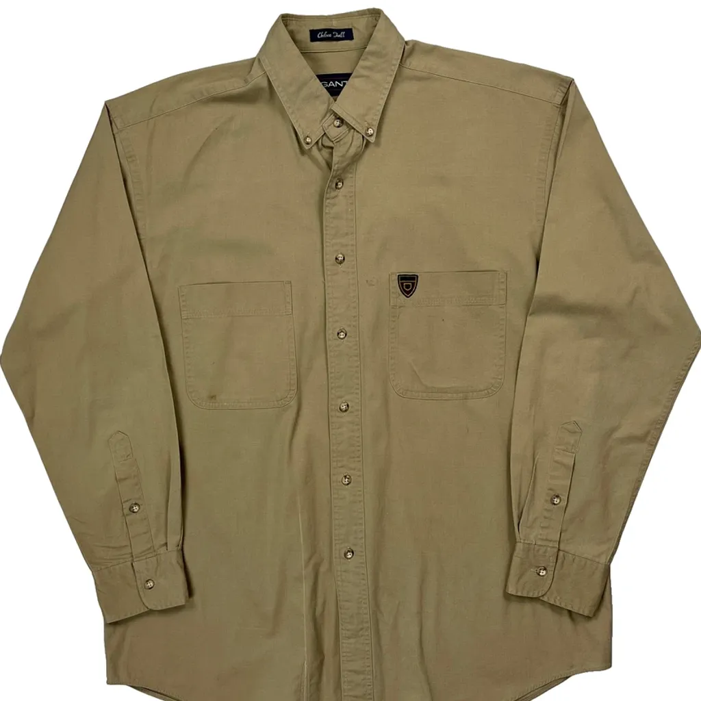 Chelsea Twill Gant Shirt - Medium Beige Cotton - Image 4
