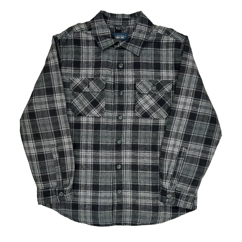 Cherokee Checked Flannel Shirt - XL Grey Cotton