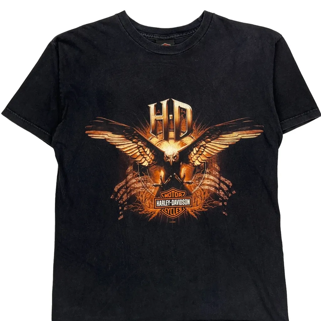 Cherokee Harley Davidson Graphic T-Shirt - Medium Black Cotton - Image 5