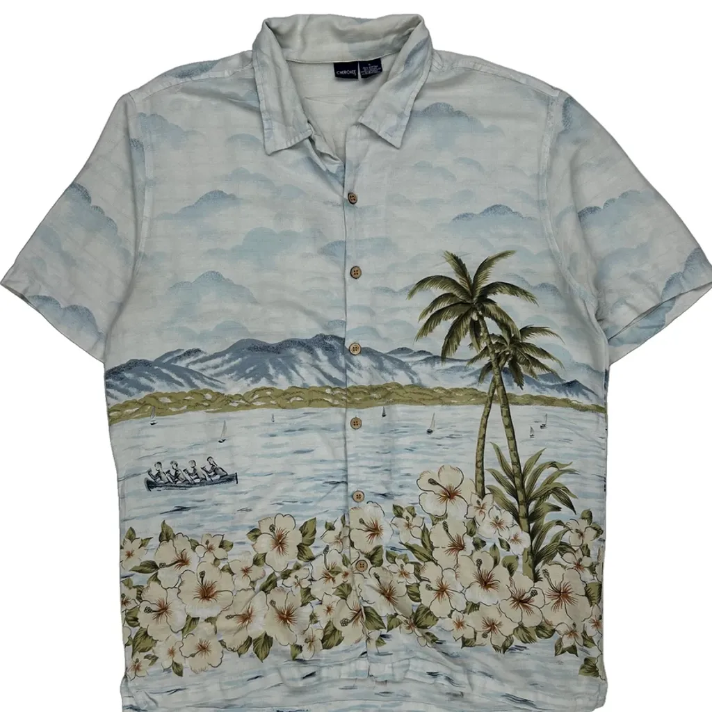 Cherokee Floral Hawaiian Shirt - Large Multicoloured Cotton Blend - Image 4