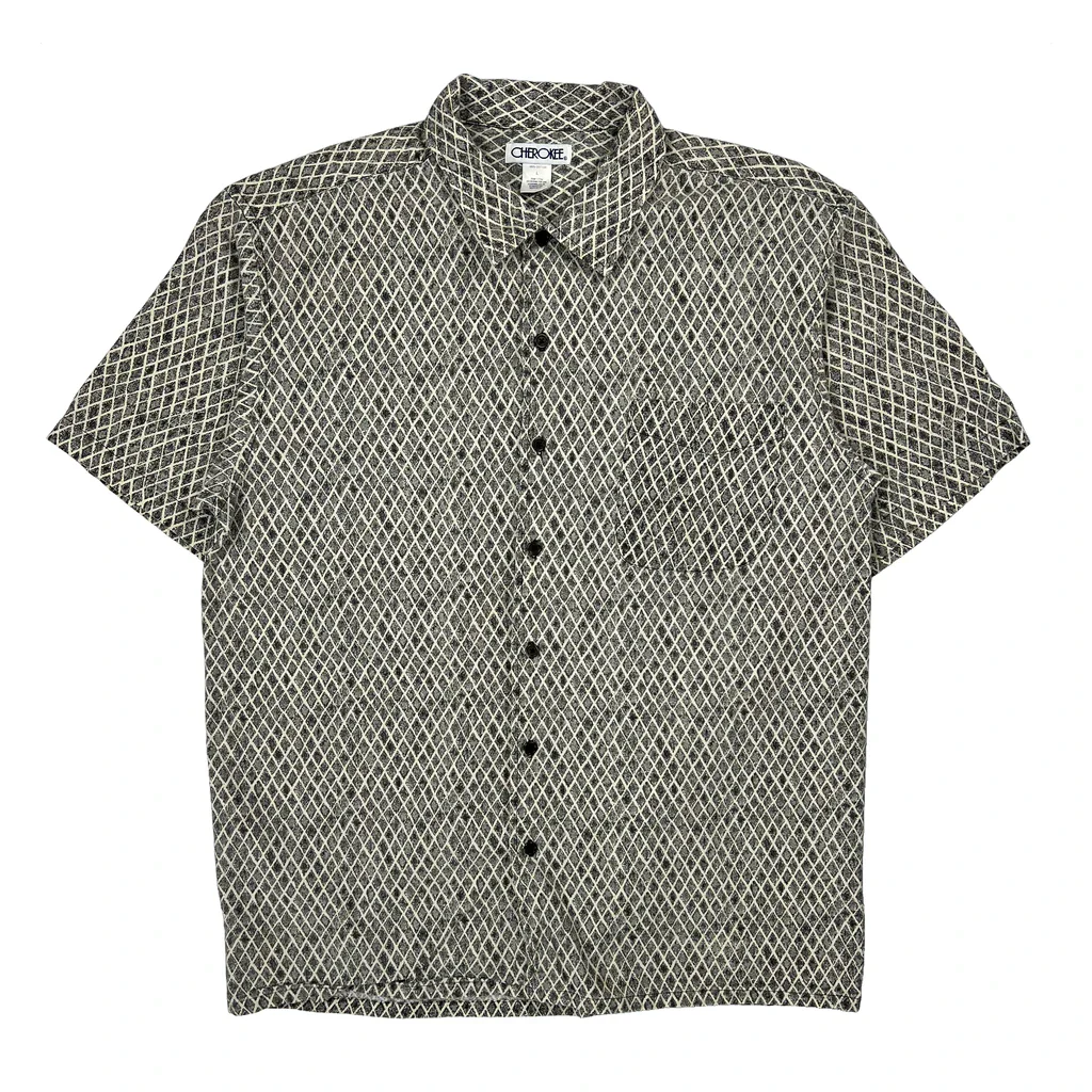 Cherokee Short Sleeve Shirt - Large Gray Cotton