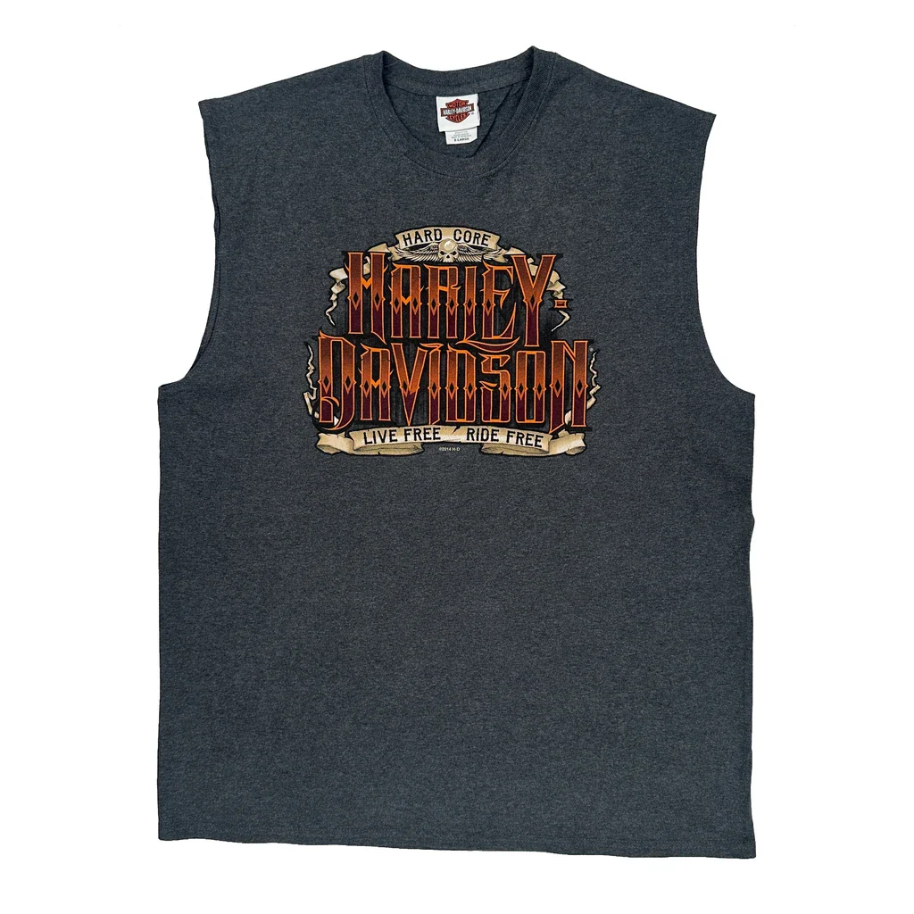 Chesterfield, England Harley Davidson Graphic Tank Top - XL Gray Cotton Blend