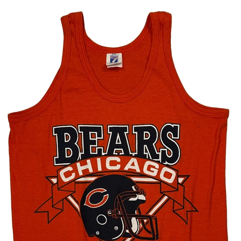 Chicago Bears Logo Athletics Nfl Vest - Large Orange Cotton - Image 4