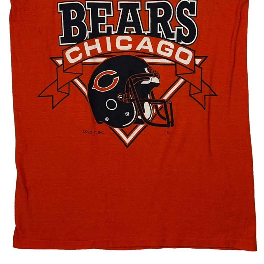 Chicago Bears Logo Athletics Nfl Vest - Large Orange Cotton - Image 5