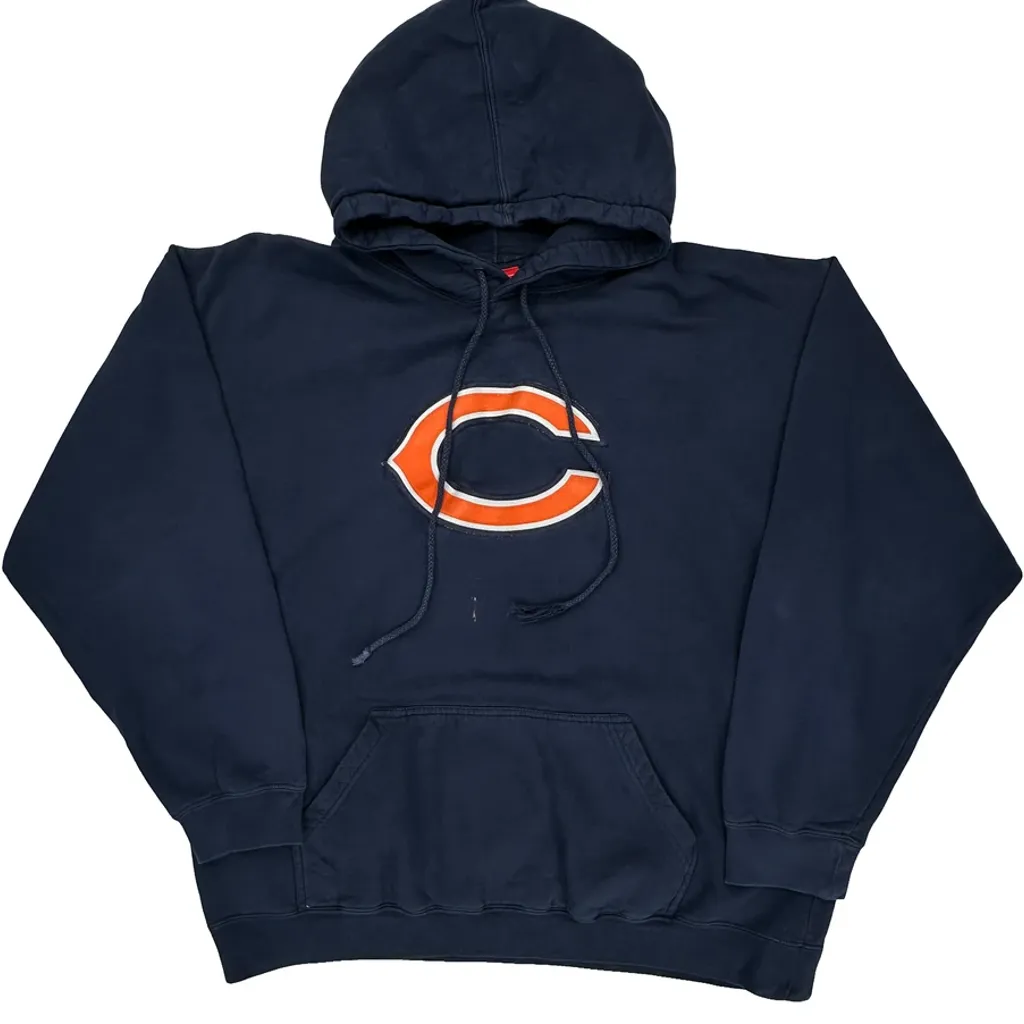 Chicago Bears Nfl Football Hoodie - Large Navy Cotton - Image 5