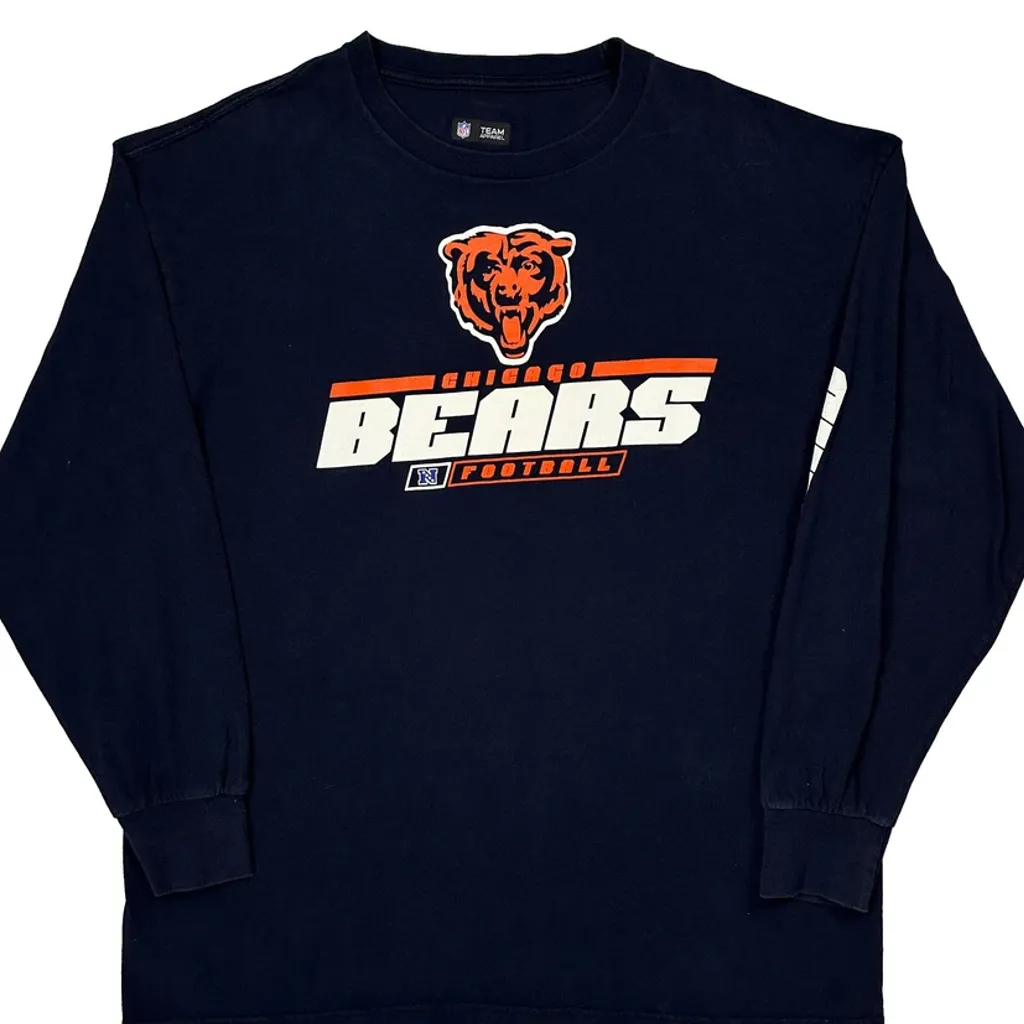 Chicago Bears Nfl Football Long Sleeve T-Shirt - XL Navy Cotton - Image 4
