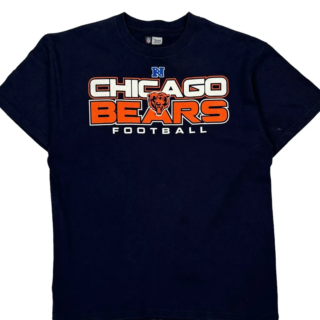Chicago Bears Nfl T-Shirt - Large Navy Cotton - Image 5