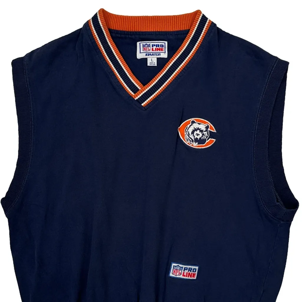 Chicago Bears Starter Sweater Vest - Large Navy Cotton - Image 5