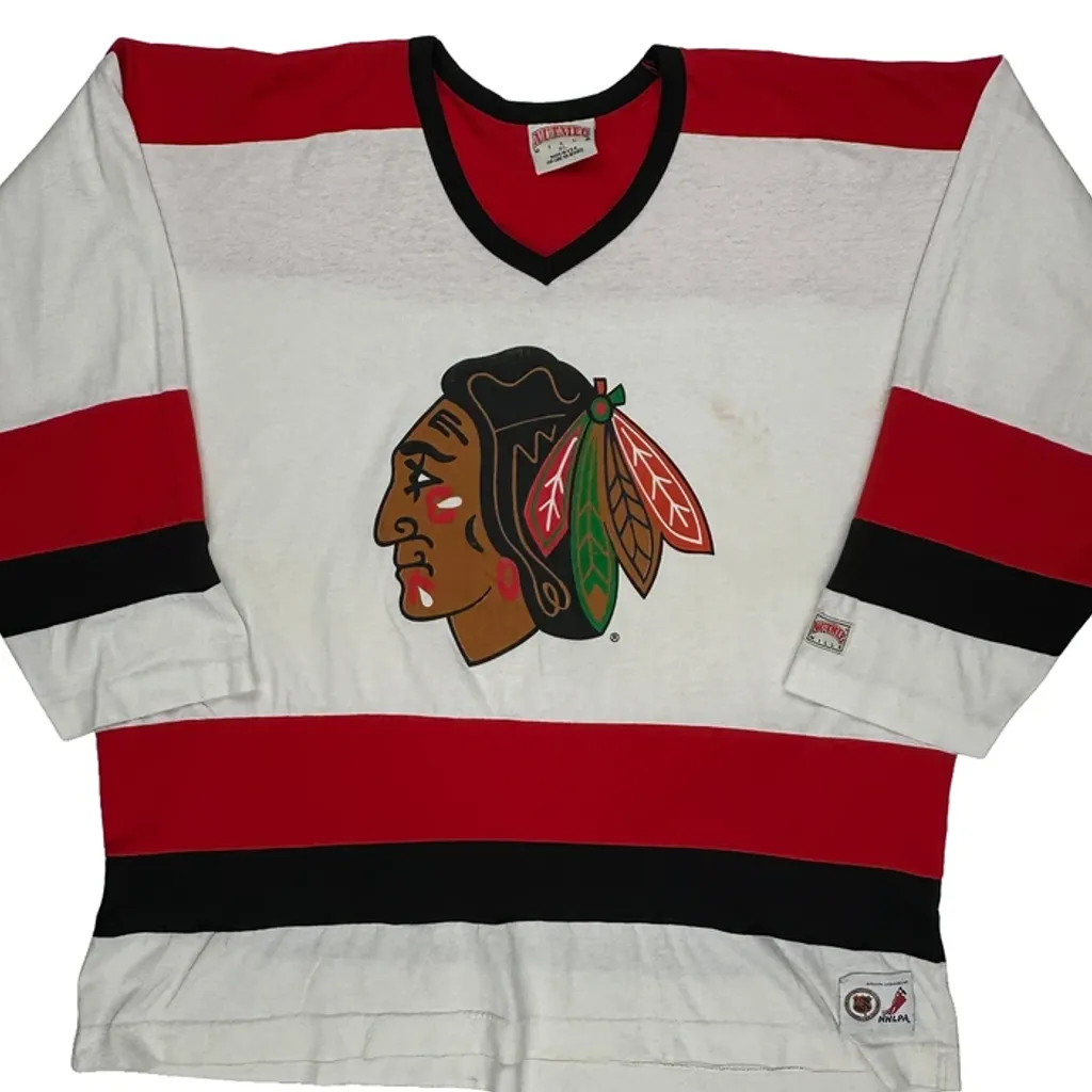Chicago Blackhawks Nutmeg Made In USA Jersey - XL White Cotton - Image 4