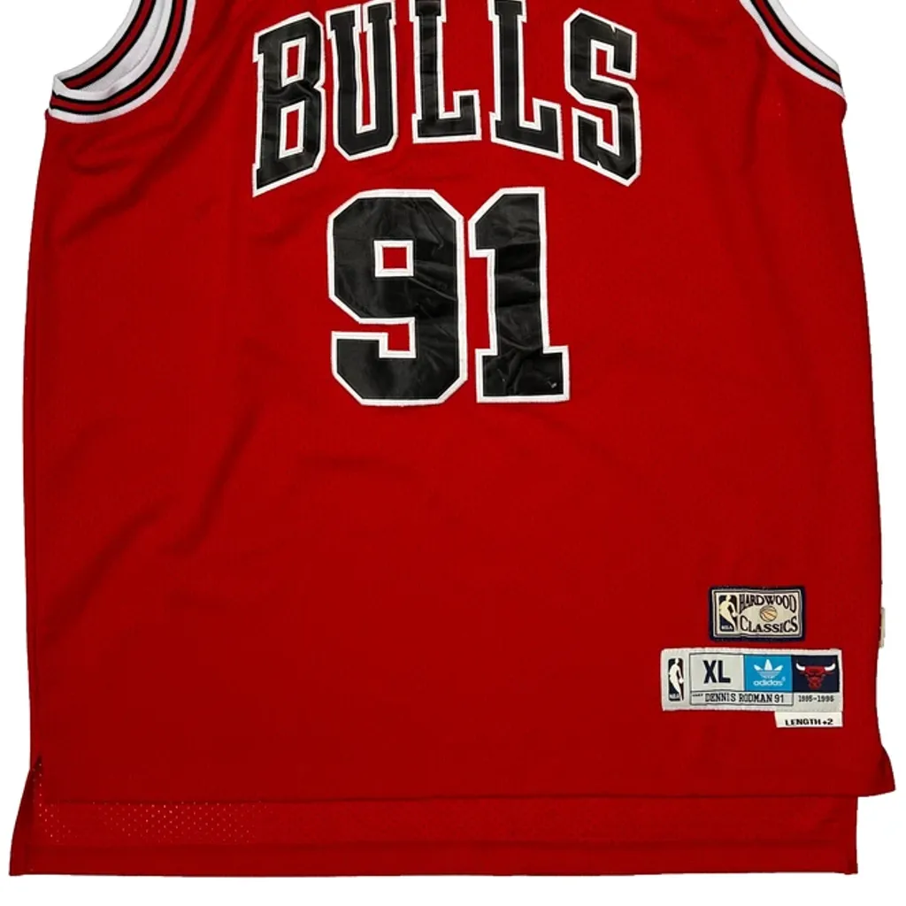 Chicago Bulls Adidas #91 Rodman Jersey - XL Red Polyester - Image 4