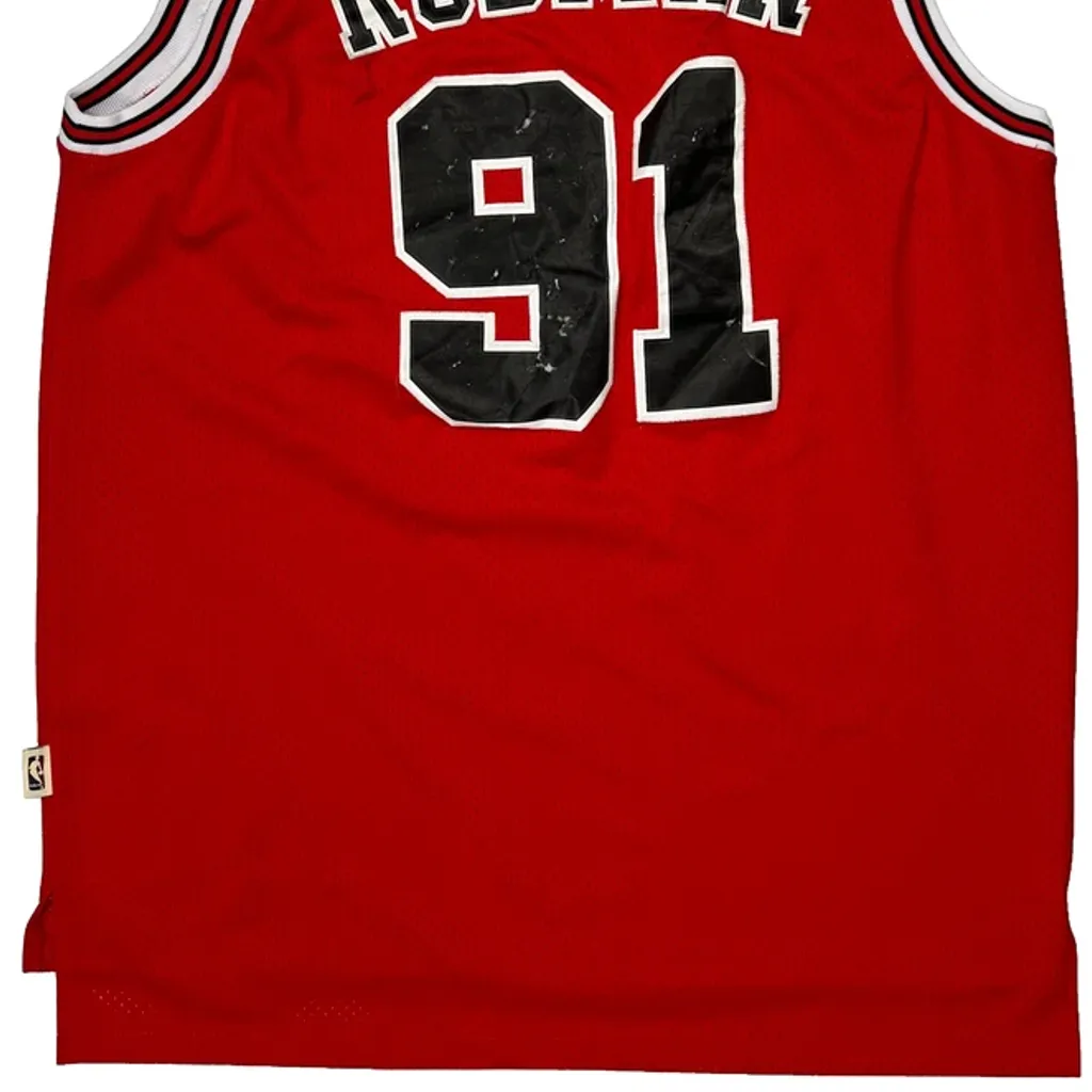 Chicago Bulls Adidas #91 Rodman Jersey - XL Red Polyester - Image 6