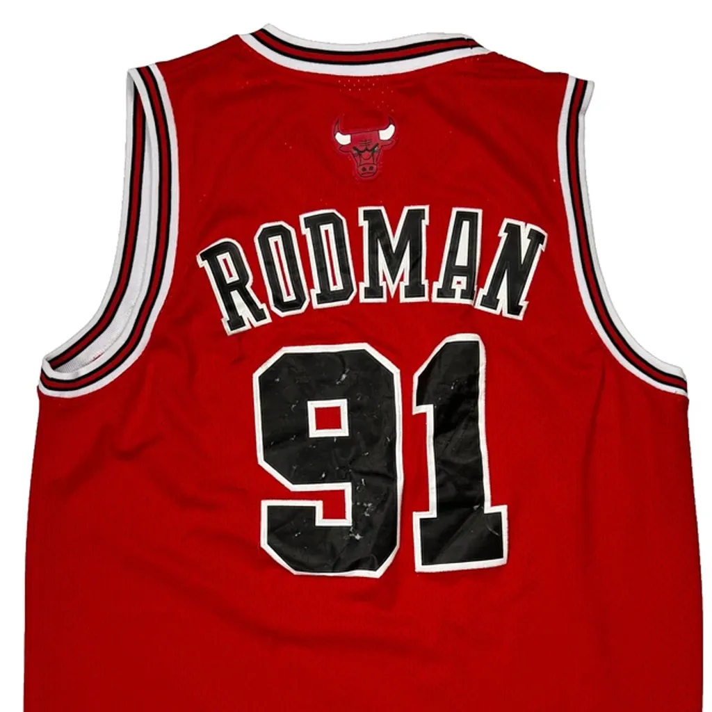 Chicago Bulls Adidas #91 Rodman Jersey - XL Red Polyester - Image 7