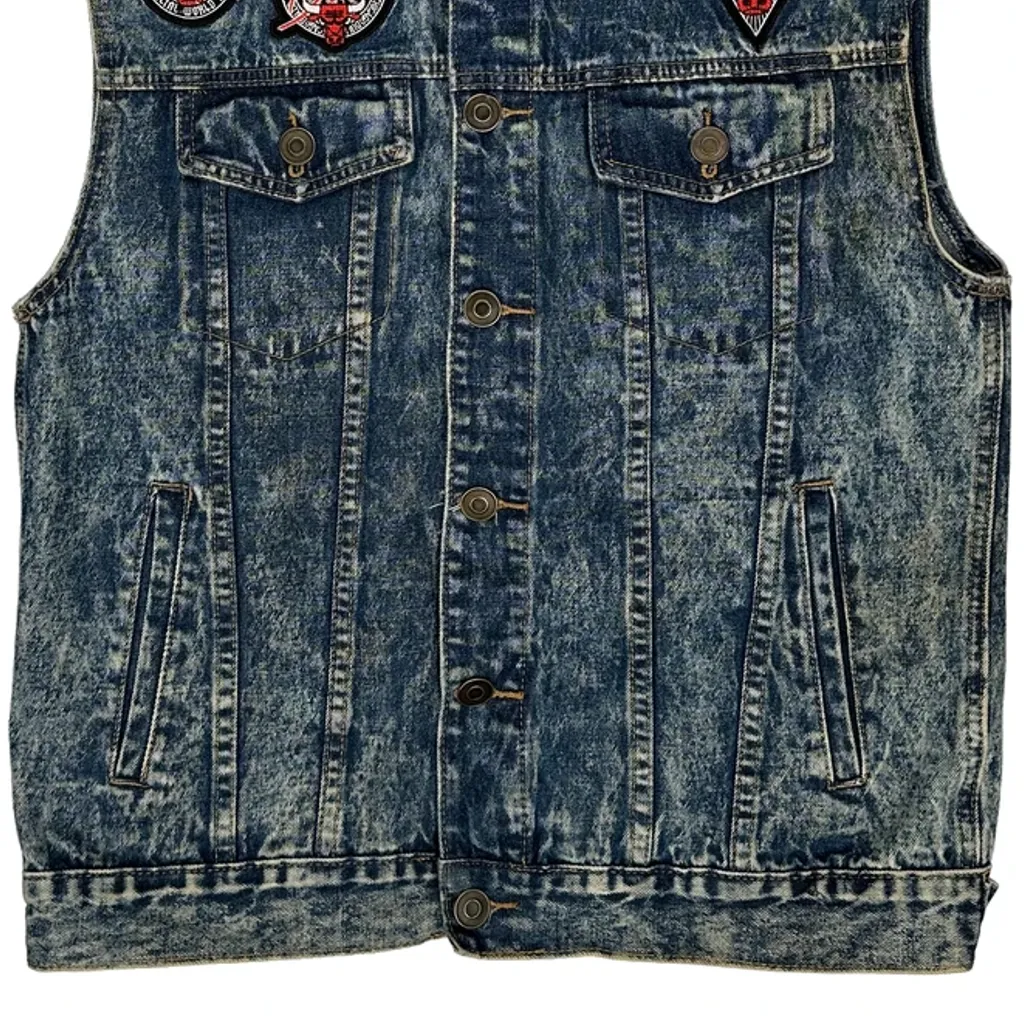 Chicago Bulls Nba Graphic Denim Gilet - XL Acid Wash Denim - Image 5