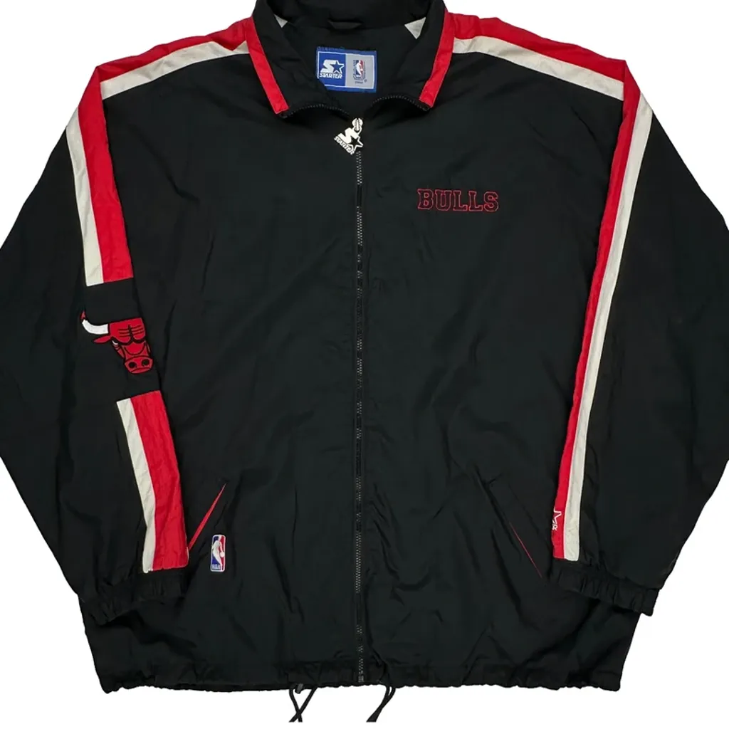 Chicago Bulls Starter Graphic Windbreaker - XL Black Nylon - Image 6