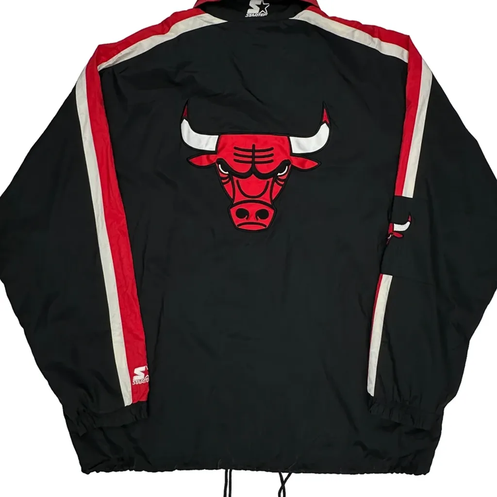 Chicago Bulls Starter Graphic Windbreaker - XL Black Nylon - Image 7