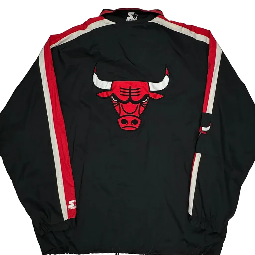 Chicago Bulls Starter Graphic Windbreaker - XL Black Nylon - Image 8