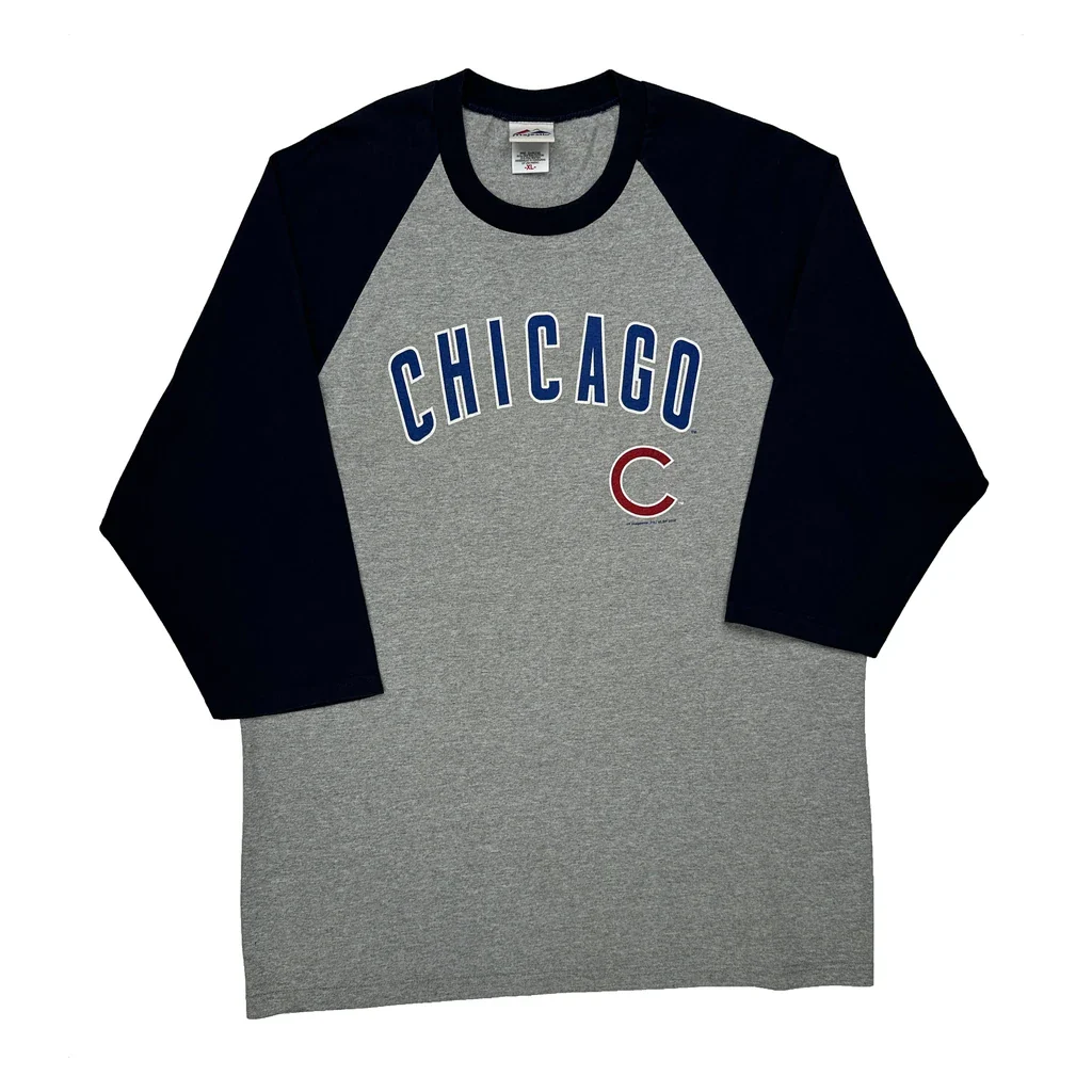 Chicago Cubs Majestic Mlb Long Sleeve T-Shirt - XL Grey Cotton