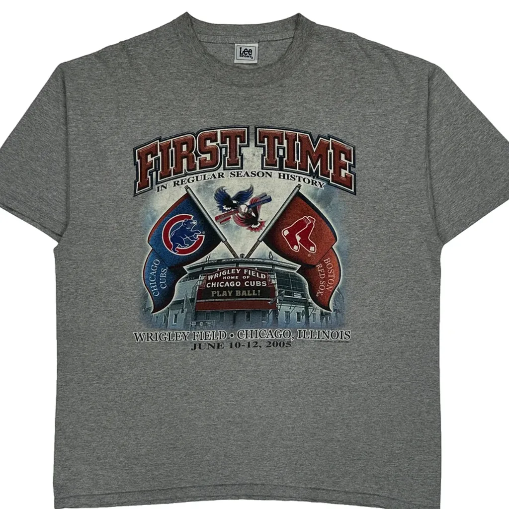 Chicago Cubs Vs Boston Red Sox Lee Sport Graphic T-Shirt - XL Grey Cotton - Image 5