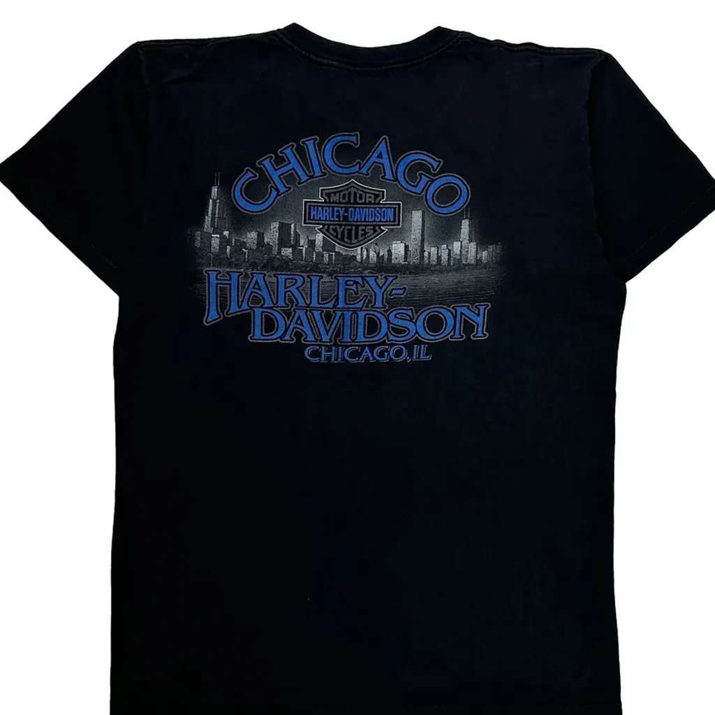 Chicago Harley Davidson Graphic T-Shirt - Large Black Cotton - Image 6