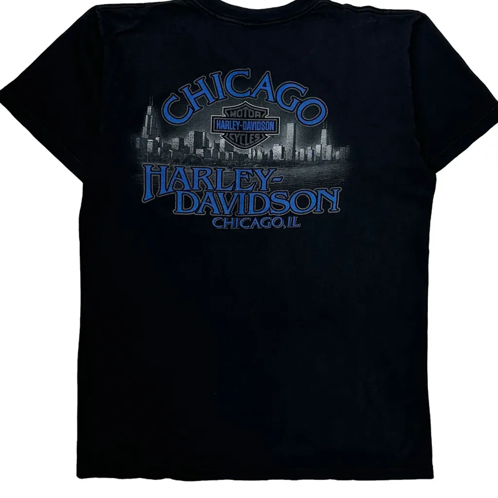 Chicago Harley Davidson Graphic T-Shirt - Large Black Cotton - Image 7