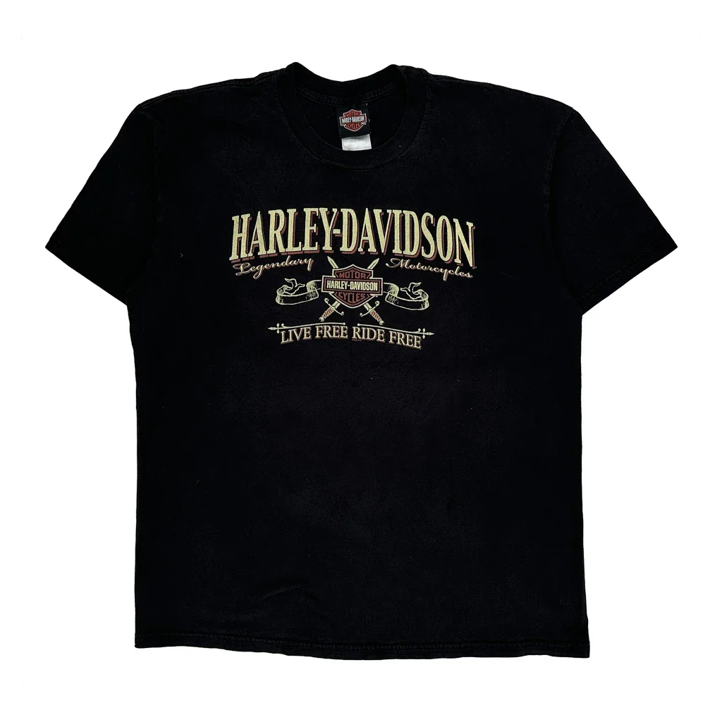 Chicago Harley Davidson Graphic T-Shirt - XL Black Cotton