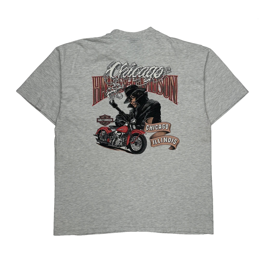 Chicago Harley Davidson Graphic T-Shirt - XL Grey Cotton - Image 2