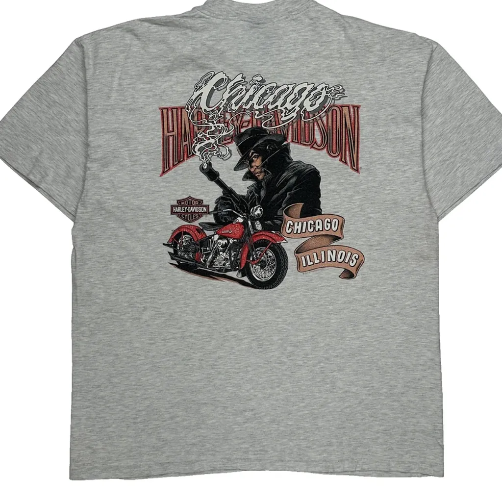 Chicago Harley Davidson Graphic T-Shirt - XL Grey Cotton - Image 6
