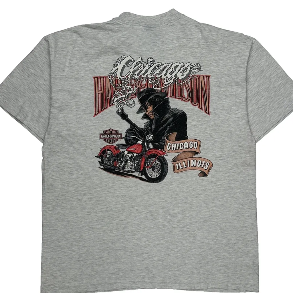 Chicago Harley Davidson Graphic T-Shirt - XL Grey Cotton - Image 7