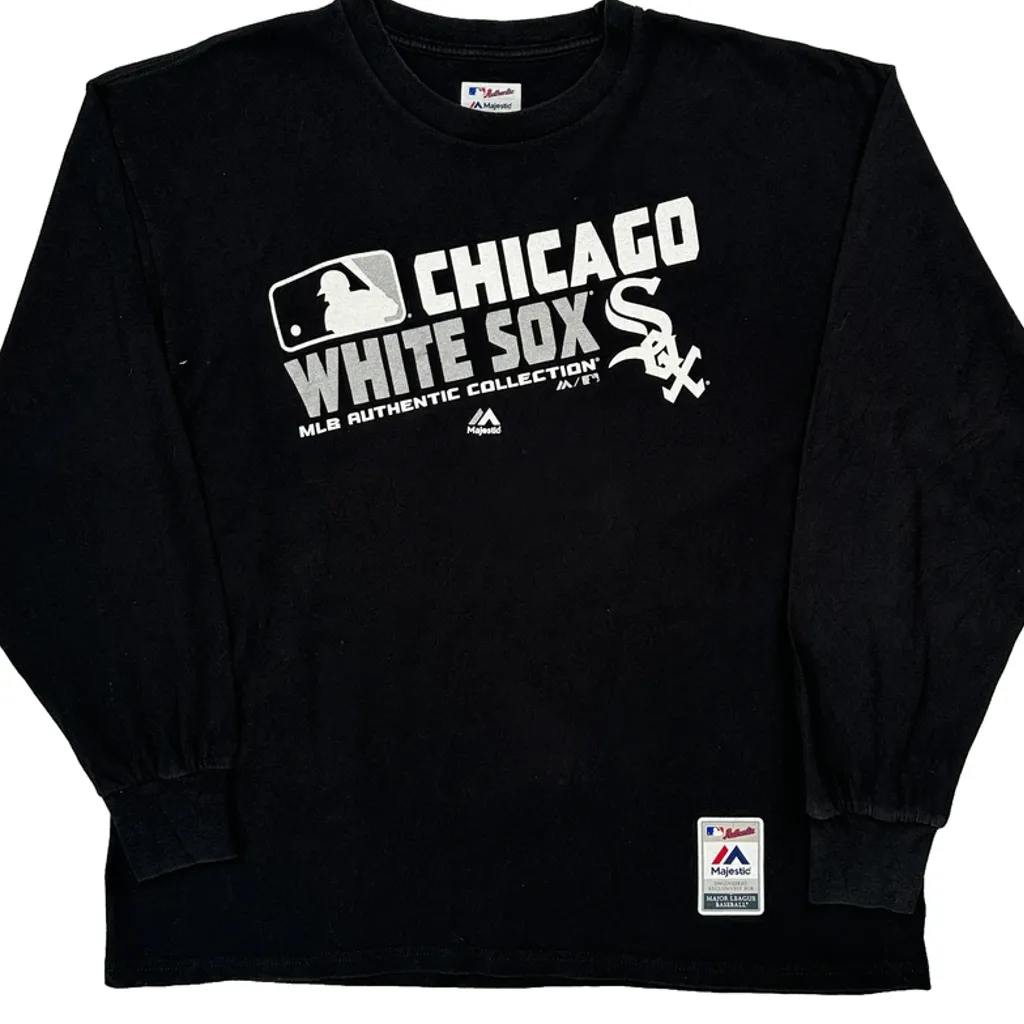 Chicago White Sox Majestic Mlb Long Sleeve T-Shirt - XL Black Cotton - Image 5