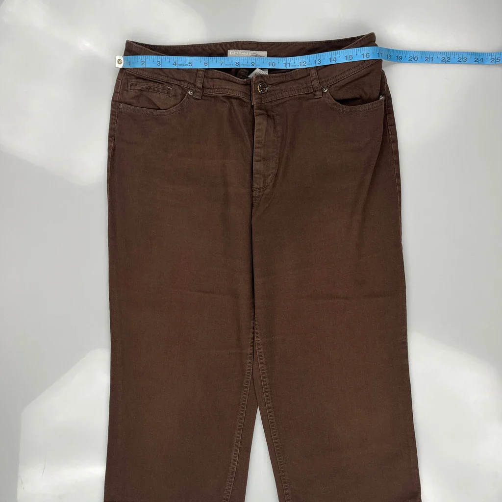 Chicos Design Capri Trousers - 33W UK 14 Brown Cotton - Image 3