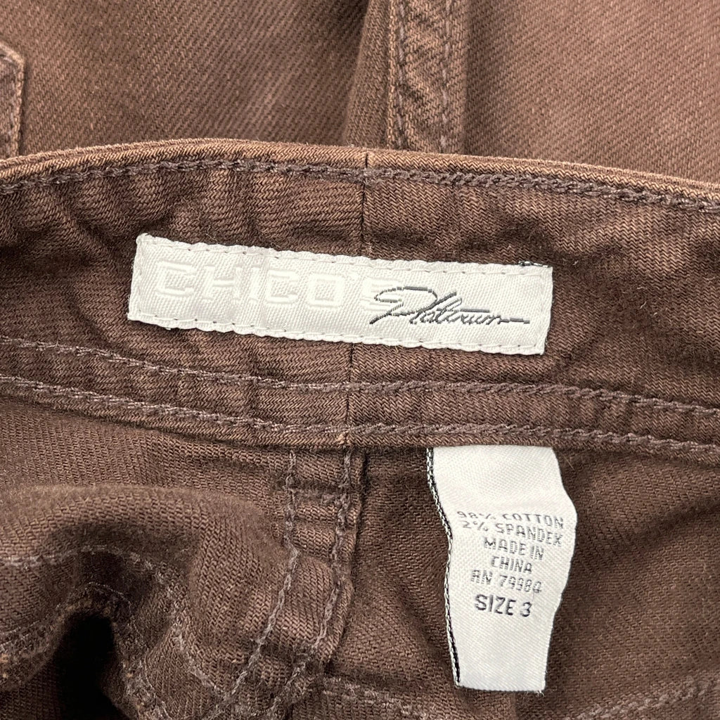 Chicos Design Capri Trousers - 33W UK 14 Brown Cotton - Image 6