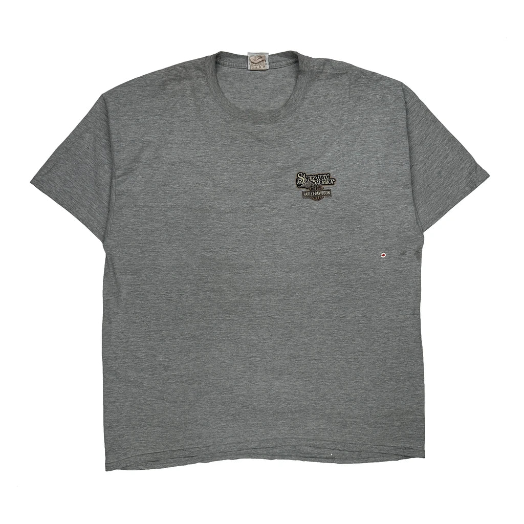 Chilkoot Pass Harley Davidson Graphic T-Shirt - 2XL Grey Polyester