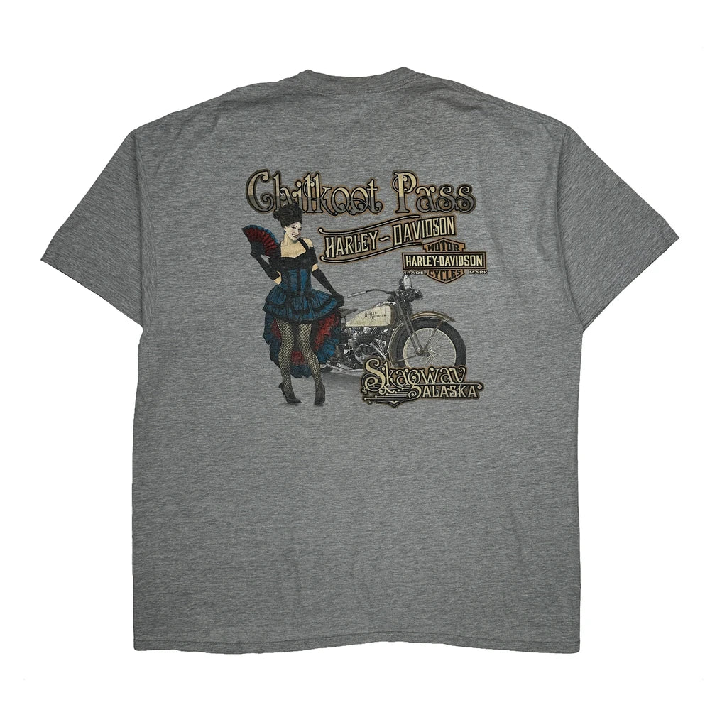 Chilkoot Pass Harley Davidson Graphic T-Shirt - 2XL Grey Polyester - Image 2