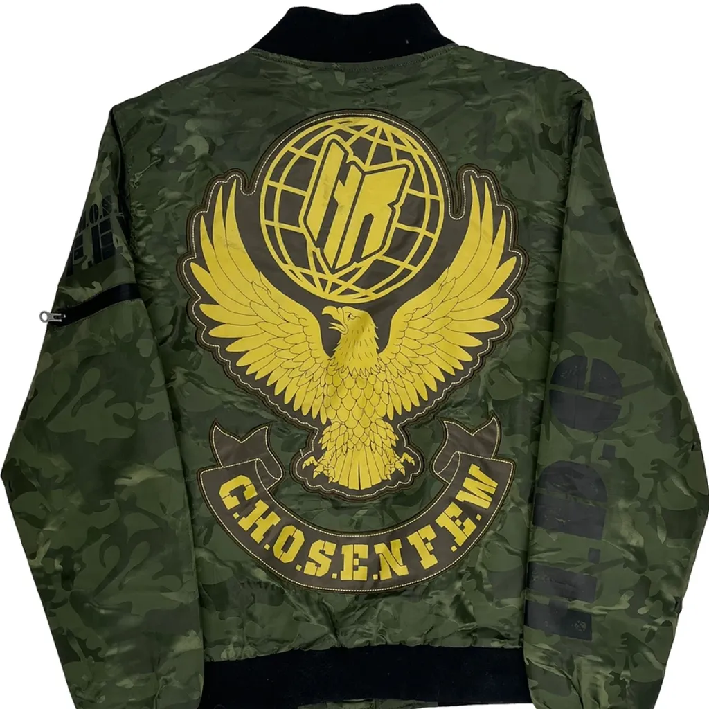 Chosen Few Headrush Ma1 Camo Bomber Jacket - Large Green Polyester - Image 7