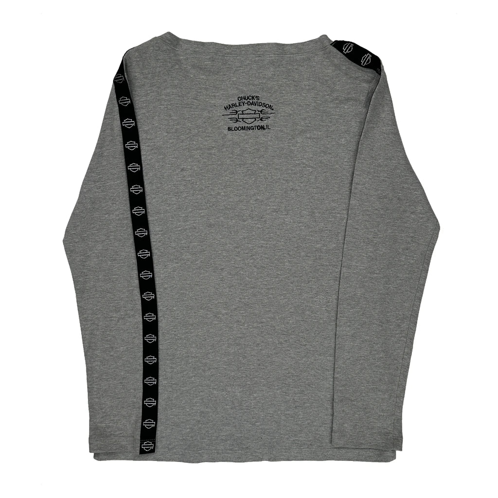 Chuck'S Harley-Davidson Bloomington, Il Harley Davidson Long Sleeve T-Shirt - Large Gray Cotton - Image 2