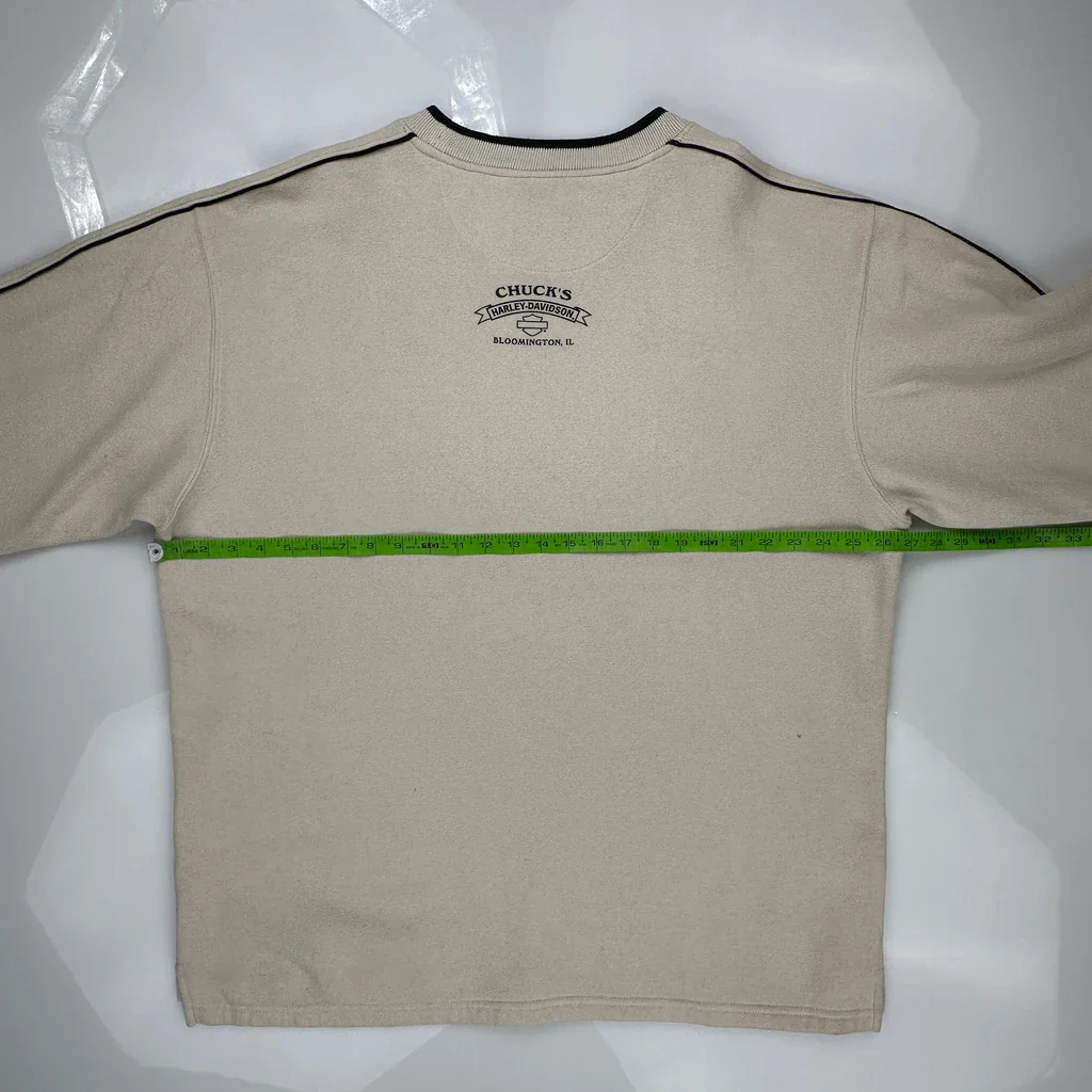 Chuck'S Harley-Davidson Bloomington Il Harley Davidson Spellout Sweatshirt - XL Beige Cotton - Image 3