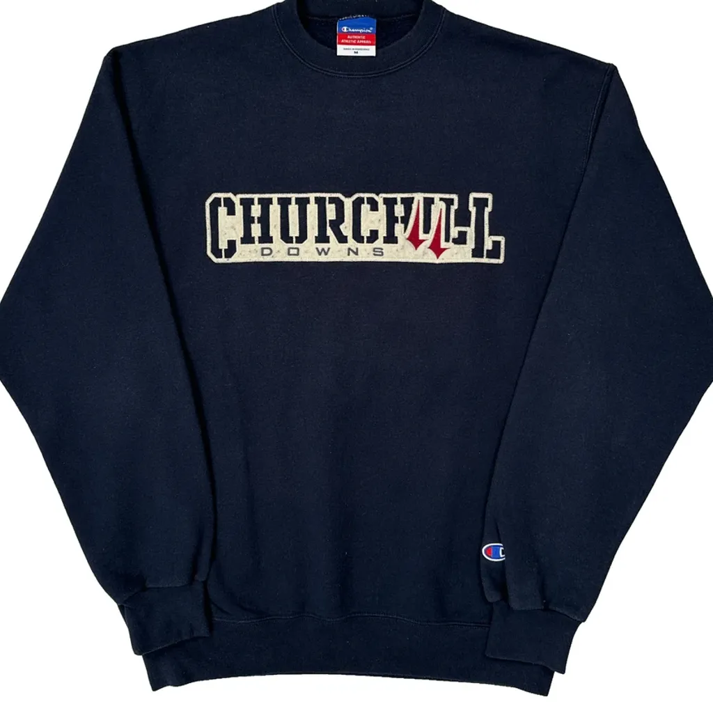 Churchill Downs Champion Spellout Sweatshirt - Medium Navy Cotton - Image 4