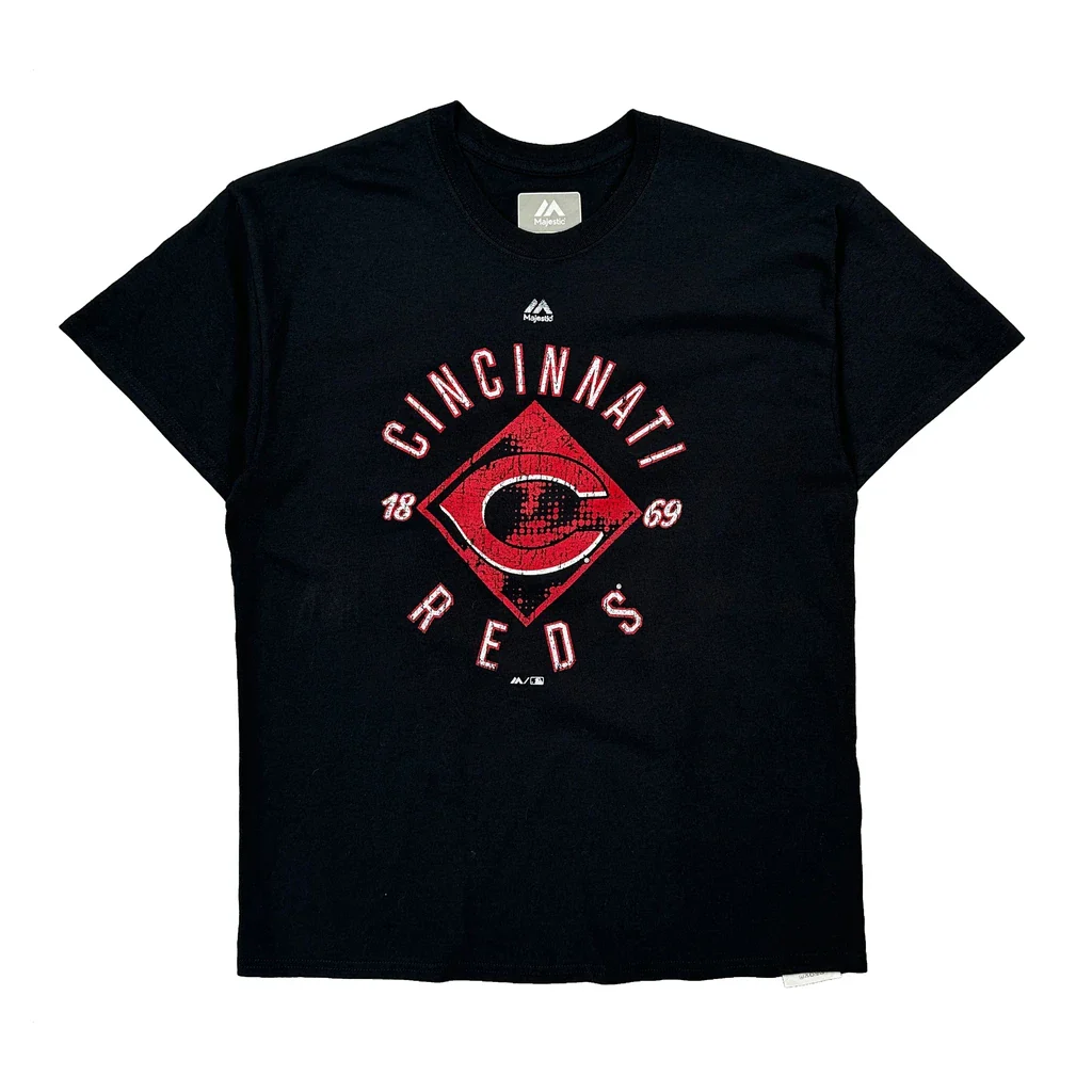 Cincinnati Reds Majestic Mlb T-Shirt - Large Black Cotton