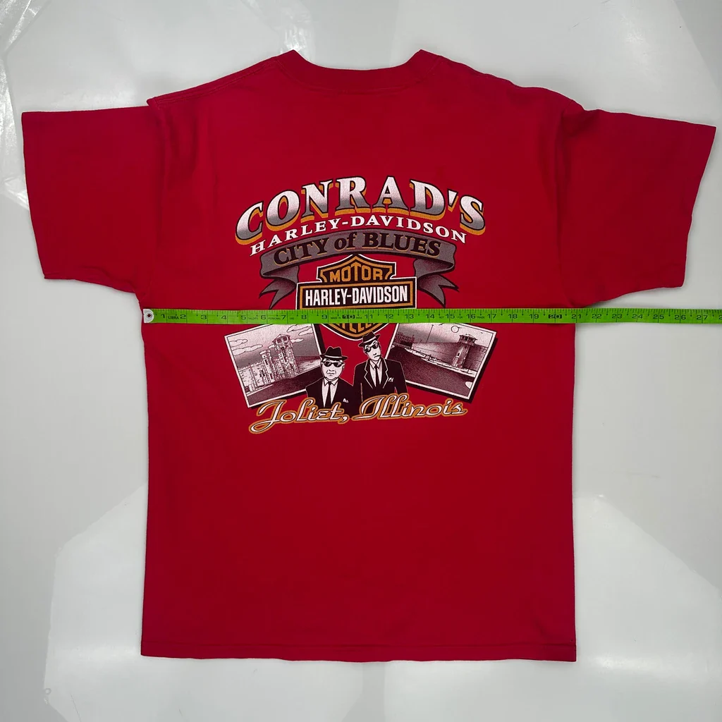 City Of Blues Harley Davidson Graphic T-Shirt - Medium Red Cotton - Image 3
