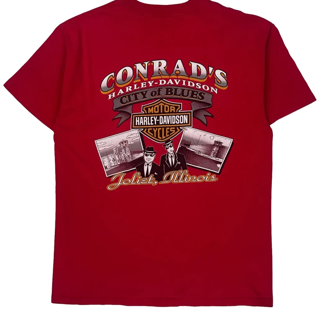 City Of Blues Harley Davidson Graphic T-Shirt - Medium Red Cotton - Image 6